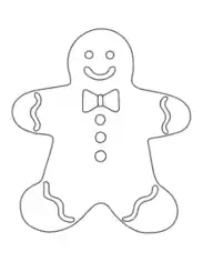 Gingerbread Man With Icing Large Coloring Template