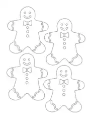 Gingerbread Man With Icing Small Coloring Template