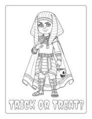 Free Download PDF Books, Halloween Boy Pharoah Costume Trick Treat Coloring Template