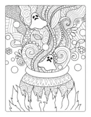 Halloween Cauldron Swirls Intricate Pattern Coloring Template