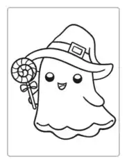 Free Download PDF Books, Halloween Ghost Lollipop Preschoolers Coloring Template