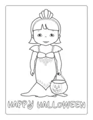 Free Download PDF Books, Halloween Mermaid Trick Treat Costume Coloring Template
