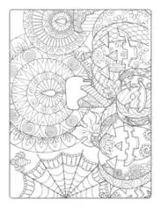 Free Download PDF Books, Halloween Pumpkins Candles Intricate Pattern Coloring Template