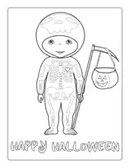 Free Download PDF Books, Halloween Skeleton Trick Treat Costume Coloring Template