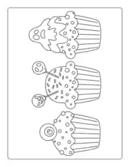 Free Download PDF Books, Halloween Spooky Cupcakes Kids Set 3 Coloring Template