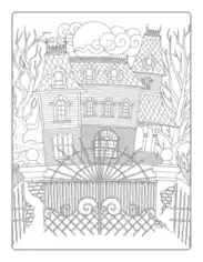 Halloween Spooky Haunted House Intricate Pattern Coloring Template