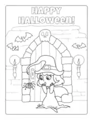 Free Download PDF Books, Halloween Witch Spider Candle Coloring Template
