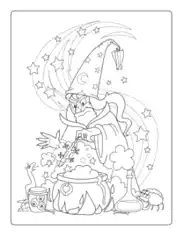 Free Download PDF Books, Halloween Wizard Cauldron Newt Coloring Template