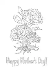 Mothers Day Carnations Coloring Template