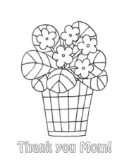 Mothers Day Cute Flower Pot Thank You Mom Coloring Template