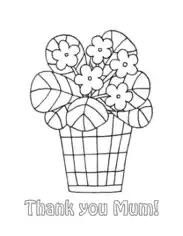 Mothers Day Cute Flower Pot Thank You Mum Coloring Template