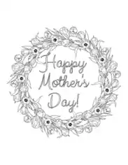 Mothers Day Flower Wreath Coloring Template