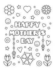 Free Download PDF Books, Mothers Day Flowers Smiley Faces Stars Hearts Coloring Template