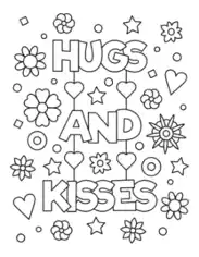 Free Download PDF Books, Mothers Day Hugs And Kisses Coloring Template