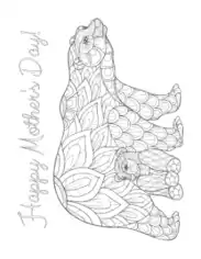 Free Download PDF Books, Mothers Day Mother Baby Bear Teen Doodle Coloring Template