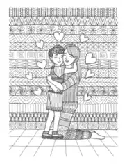 Mothers Day Mother Son Hug Doodle Coloring Template