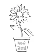Mothers Day Single Flower In Pot Best Mom Coloring Template