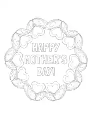 Mothers Day Tulip Heart Wreath Coloring Template