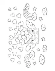 Heart Cute Love Letter Coloring Template