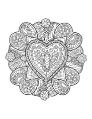 Free Download PDF Books, Heart Intricate Patterned Hearts for Adults Coloring Template