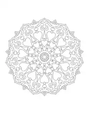 Free Download PDF Books, Heart Mandala 4 for Adults Coloring Template