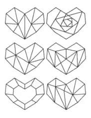Free Download PDF Books, Heart Mini Geometric Hearts Coloring Template