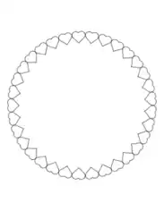Heart Round Border Made of Hearts Coloring Template