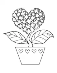 Free Download PDF Books, Heart Shaped Flower In Pot Coloring Template