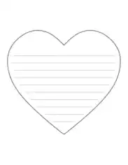 Heart With Lines for Writing Large Coloring Template