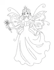 Free Download PDF Books, Princess Butterfly Winged Fairy Coloring Template
