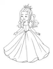 Free Download PDF Books, Princess Frilly Dress Long Hair Coloring Template