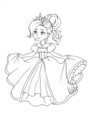 Princess Pretty Dress Coloring Template
