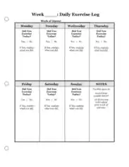 Free Download PDF Books, Daily Exercise Activity Week Log Template