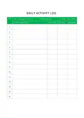 Free Download PDF Books, Sample Daily Activity Log Template