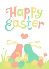 Free Download PDF Books, Easter Cards Colorful Bunnies Eggs Heart Template