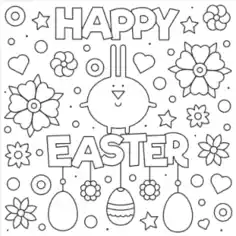 Easter Cards Coloring Easter Flowers Bunny Template