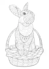 Free Download PDF Books, Easter Cards Coloring Patterned Rabbit Basket Doodle Template