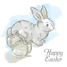 Easter Cards Watercolor Rabbit Eggs Template