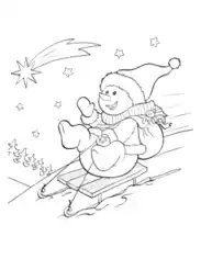 Free Download PDF Books, Cute Snowman Sledding Down Hill Bunny Toy Shooting Star Template