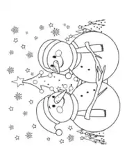 Snowman Embracing Snowmen Christmas Tree Template