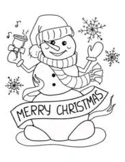 Free Download PDF Books, Snowman Merry Christmas Scarf Bell Snowflakes Template
