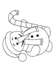 Snowman Simple Snowman Holding Candy Cane Template