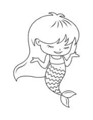 Mermaid Cute Girl Coloring Template