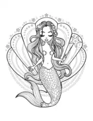Mermaid Patterned Shell For Adults Coloring Template