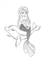 Free Download PDF Books, Mermaid Sitting On A Dolphin Coloring Template