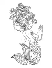 Mermaid Strings Pearls Wild Hair Coloring Template