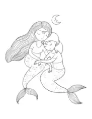 Free Download PDF Books, Mermaid Two Mermaids Embracing Coloring Template