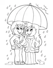 Free Download PDF Books, Children Rain Umbrella Spring Coloring Template