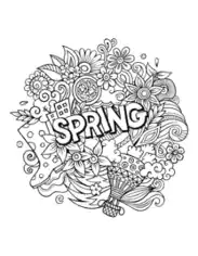 Free Download PDF Books, Doodle Teens Spring Coloring Template