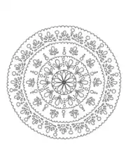 Flower Mandala Detailed Spring Coloring Template